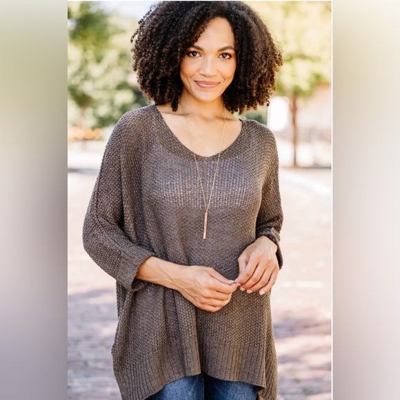olive green knit top - Picture 1 of 6